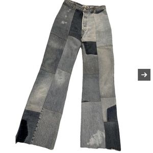 Re/Done Levis 
Straight Gray Patchwork Denim